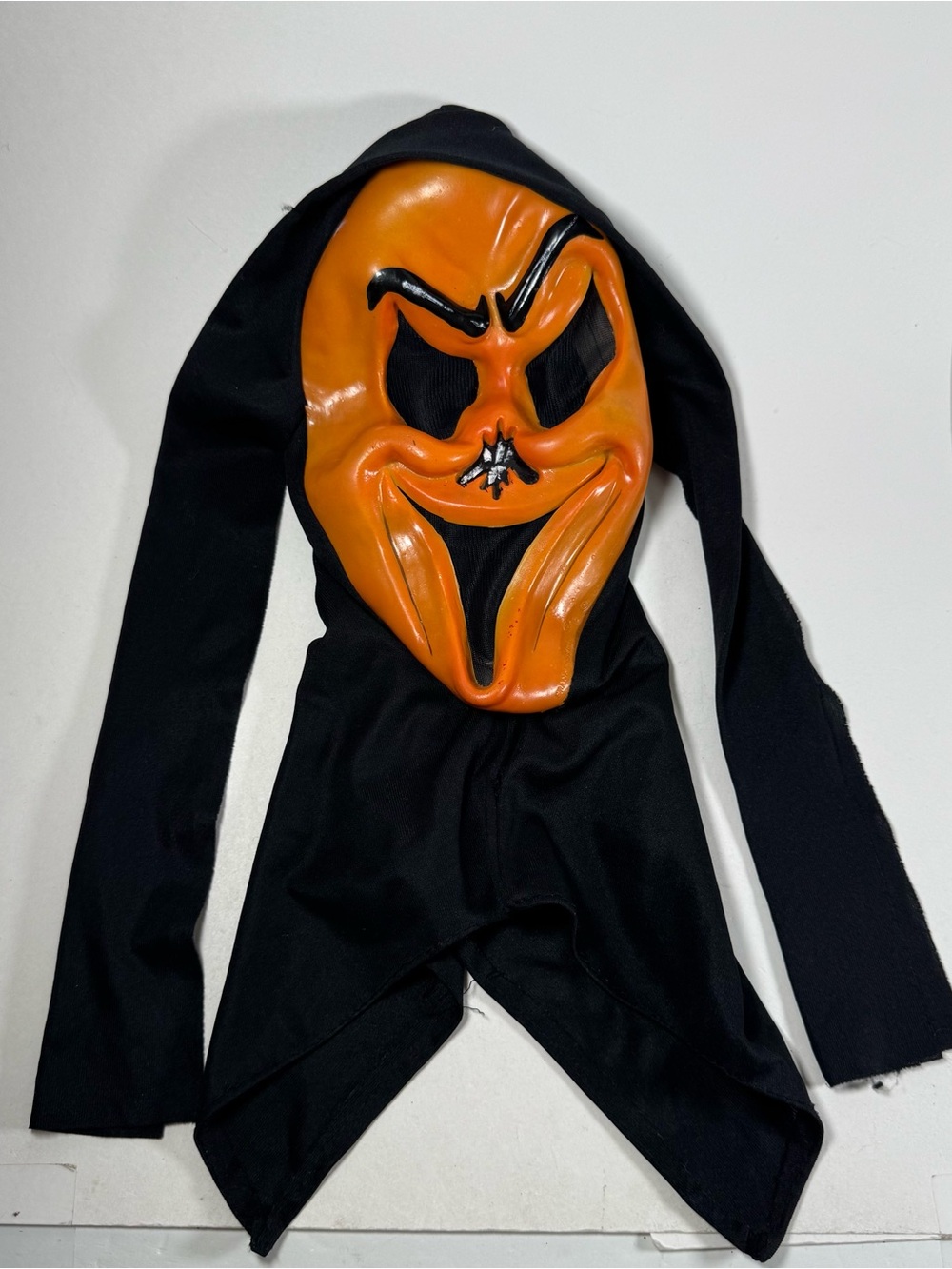 Frankenstein Brand Halloween Mask Orange Black Ghost Rubber Latex Cloth Vintage